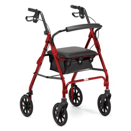 Lightweight Aluminium Rollator by Cinque Ports Mobility (Red Front)