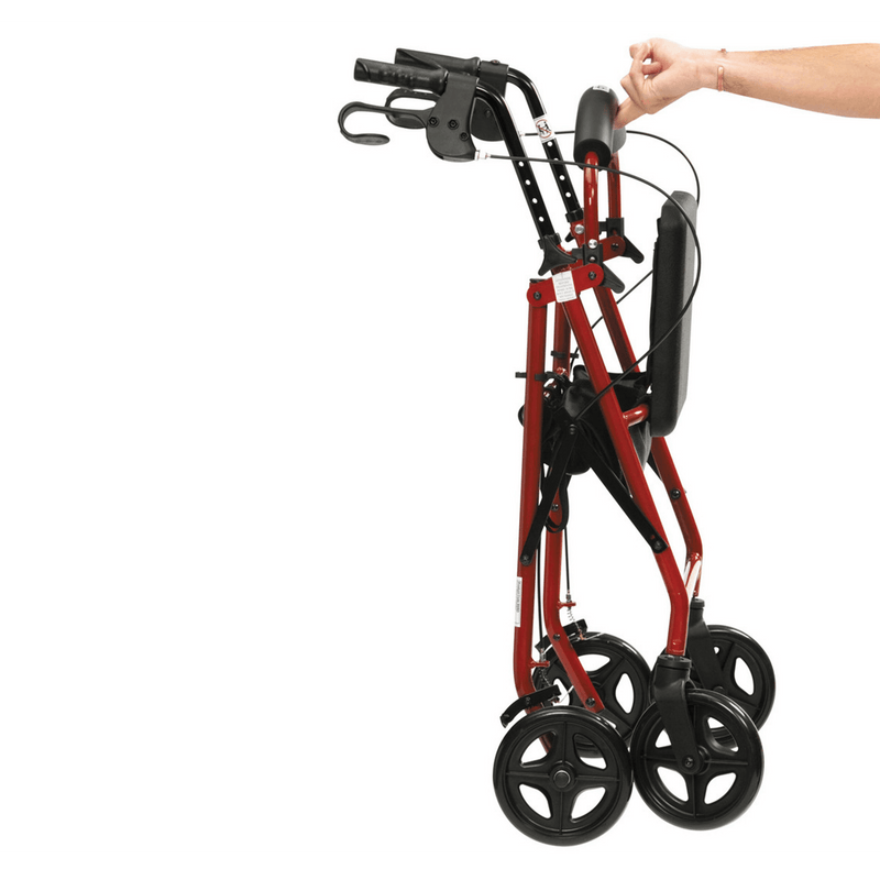Lightweight Aluminium Rollator by Cinque Ports Mobility (Red Folded)